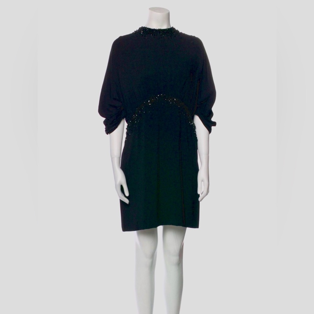 Prada Black Beaded Open Back Dress size 40